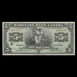 Canada, Barclays Bank, 5 dollars <br /> September 3, 1929