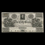 Canada, City Bank (Montreal), 100 dollars <br /> 1840