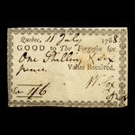 Canada, W. Cox, 1 shilling, 6 pence <br /> July 11, 1788