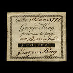 Canada, George King, 3 coppers <br /> June 1, 1772