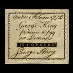 Canada, George King, 15 coppers <br /> June 1, 1772