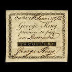 Canada, George King, 24 coppers <br /> June 1, 1772