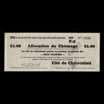 Canada, Cité de Chicoutimi, 2 dollars <br /> February 16, 1935