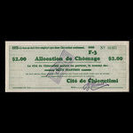Canada, Cité de Chicoutimi, 2 dollars <br /> 1936