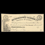 Canada, Hunterstown Lumber Co., 5 dollars <br /> 1879