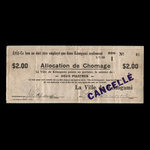 Canada, Ville de Kénogami, 2 dollars <br /> July 1, 1935