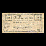 Canada, Matane, Cape & Sem Mills, 25 cents <br /> November 4, 1899
