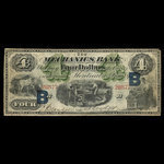 Canada, Mechanics Bank (Montreal), 4 dollars <br /> June 1, 1872