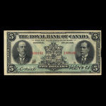 Canada, Royal Bank of Canada, 5 dollars <br /> January 2, 1913