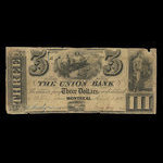 Canada, Union Bank, 3 dollars <br /> August 1, 1838