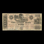 Canada, Union Bank, 5 dollars <br /> August 1, 1838
