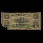 Canada, Maritime Bank of the Dominion of Canada, 4 dollars <br /> January 2, 1873