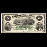 Canada, Maritime Bank of the Dominion of Canada, 5 dollars <br /> January 2, 1873