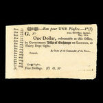 Canada, Army Bill Office, 1 dollar <br /> May 1814