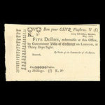 Canada, Army Bill Office, 5 dollars <br /> May 1814