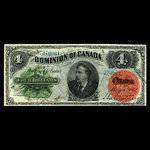 Canada, Dominion of Canada, 4 dollars <br /> May 1, 1882