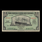 Antigua, Royal Bank of Canada, 5 dollars <br /> January 3, 1938