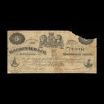 Canada, Macdonald & Company Bankers, 5 dollars <br /> September 6, 1863