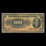 Canada, Royal Bank of Canada, 100 dollars <br /> January 2, 1913