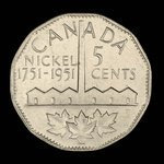 Canada, George VI, 5 cents <br /> 1951