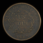 Canada, Bank of Montreal, 1 sou : 1838