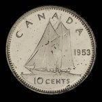 Canada, Elizabeth II, 10 cents <br /> 1953
