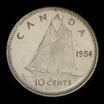 Canada, Elizabeth II, 10 cents <br /> 1954