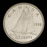Canada, Elizabeth II, 10 cents <br /> 1956