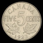 Canada, George V, 5 cents <br /> 1922