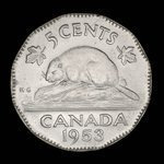 Canada, Elizabeth II, 5 cents <br /> 1953