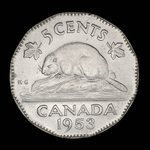Canada, Elizabeth II, 5 cents <br /> 1953