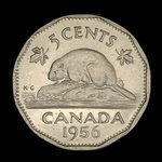 Canada, Elizabeth II, 5 cents <br /> 1956
