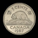 Canada, Elizabeth II, 5 cents <br /> 1957