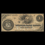 Canada, Colonial Bank of Canada, 1 dollar : April 27, 1859