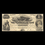 Canada, Westmorland Bank of New Brunswick, 1 dollar <br /> June 1, 1854