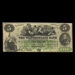 Canada, Westmorland Bank of New Brunswick, 5 dollars <br /> August 1, 1861