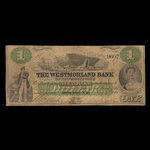 Canada, Westmorland Bank of New Brunswick, 1 dollar <br /> August 1, 1861