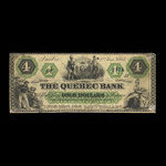 Canada, Quebec Bank, 4 dollars <br /> January 2, 1863