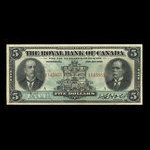 Canada, Royal Bank of Canada, 5 dollars <br /> January 2, 1913