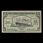 Trinidad, Royal Bank of Canada, 5 dollars <br /> January 3, 1938