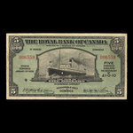 Dominica, Royal Bank of Canada, 5 dollars <br /> January 3, 1938