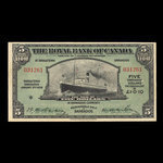 Barbados, Royal Bank of Canada, 5 dollars <br /> January 3, 1938
