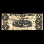 Canada, International Bank of Canada, 5 dollars <br /> September 15, 1858