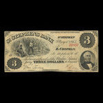 Canada, St. Stephen's Bank, 3 dollars <br /> May 1, 1863