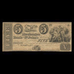 Canada, Mechanics Bank of St. John's, 5 dollars : June 18, 1858