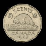 Canada, George VI, 5 cents <br /> 1948