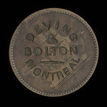 Canada, Devins & Bolton, no denomination <br /> 1867