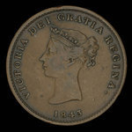 Canada, Province of New Brunswick, 1/2 penny <br /> 1843