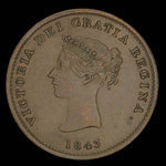 Canada, Province of New Brunswick, 1/2 penny <br /> 1843