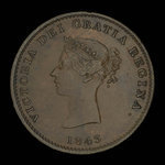 Canada, Province of New Brunswick, 1/2 penny <br /> 1843